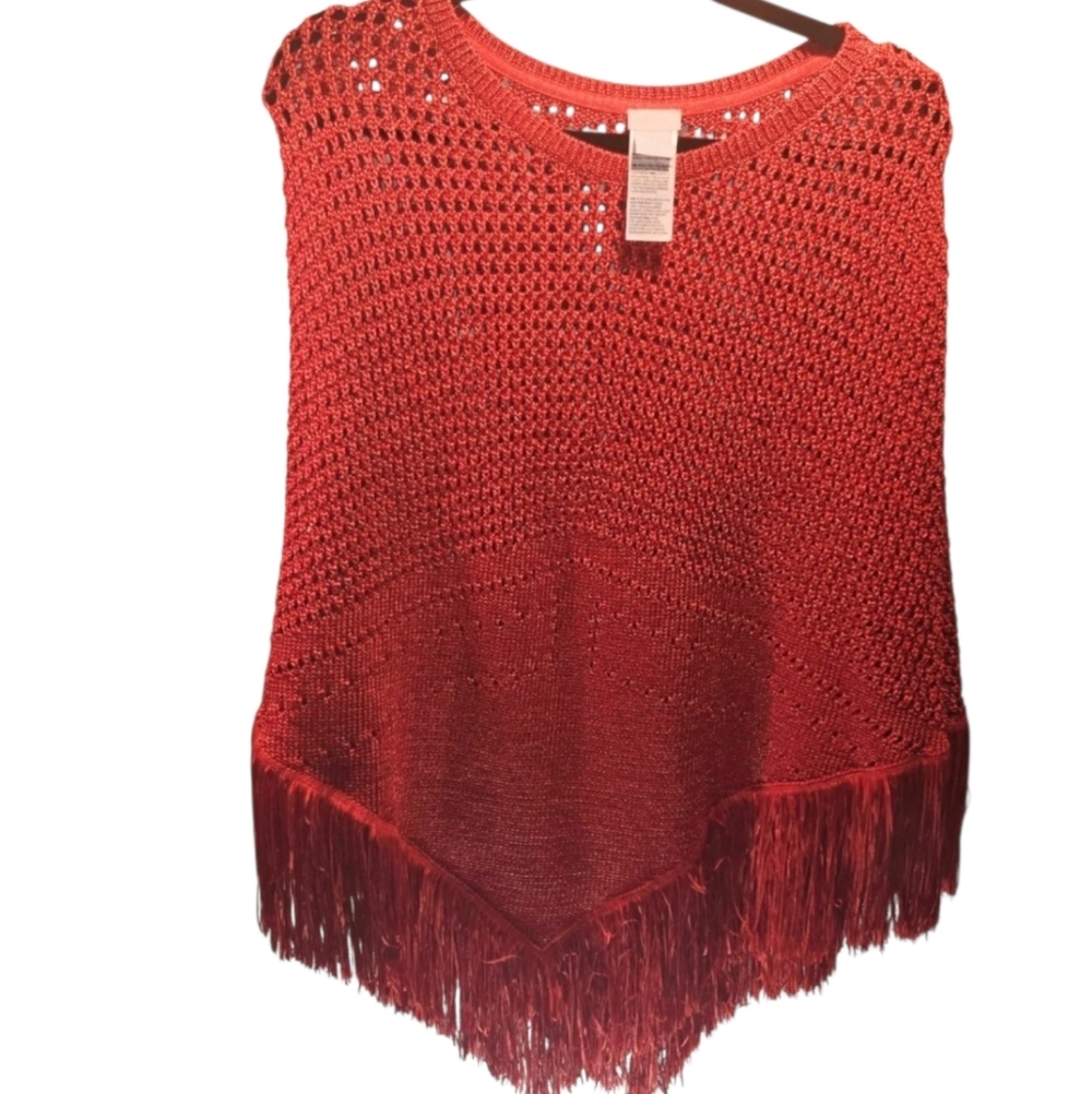 Chicos One Size Fits All Orange Poncho